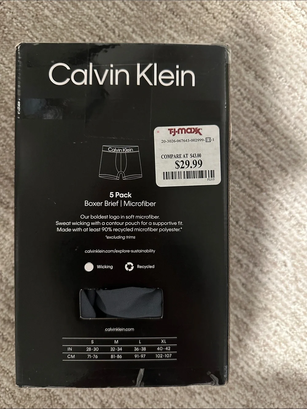 5 pack Calvin Klein Black Boxer Briefs with Logo Waistband